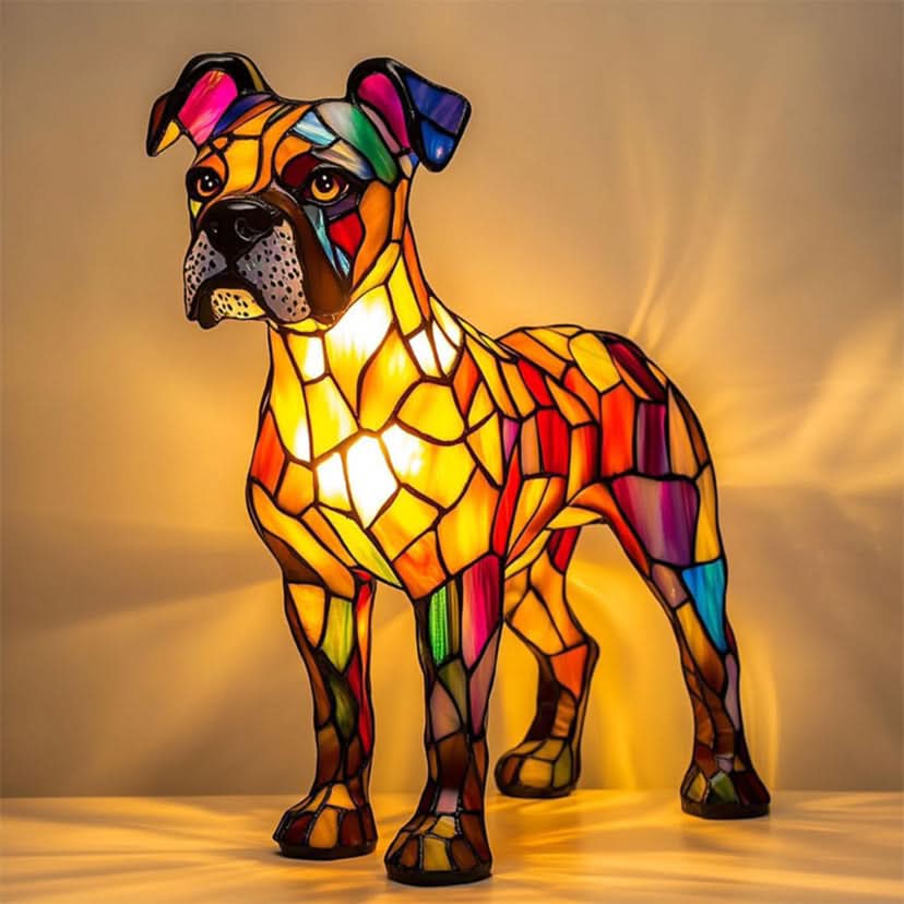 Artistic LED Night Light – Shimmering Dog Breed Statue