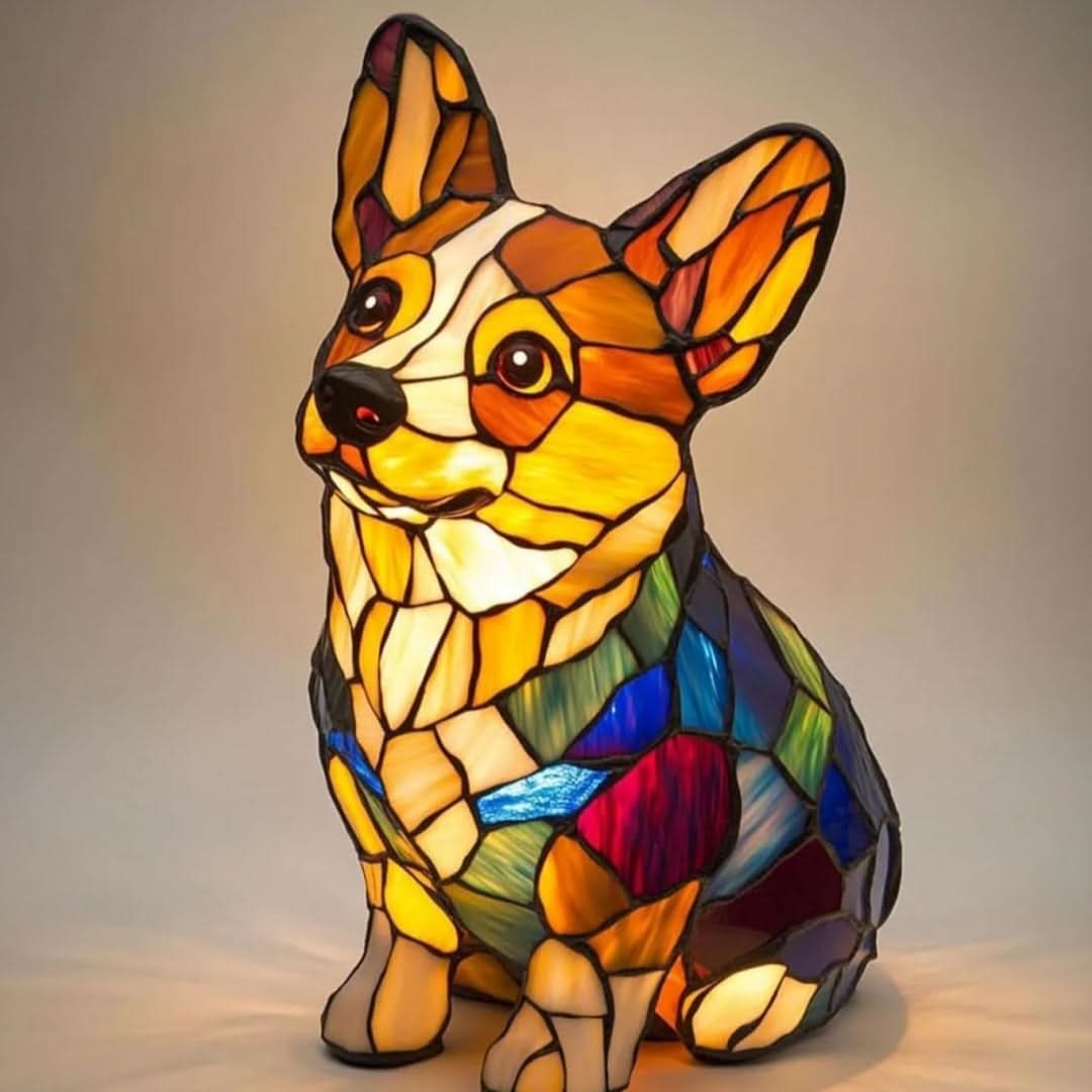 Artistic LED Night Light – Shimmering Dog Breed Statue