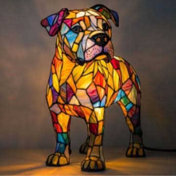 Artistic LED Night Light – Shimmering Dog Breed Statue