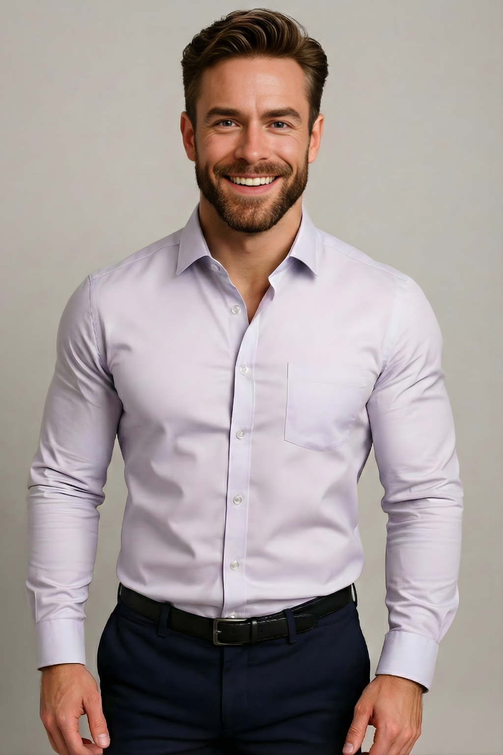 Men's Long Sleeve Button-Down Business Shirt | Breathable