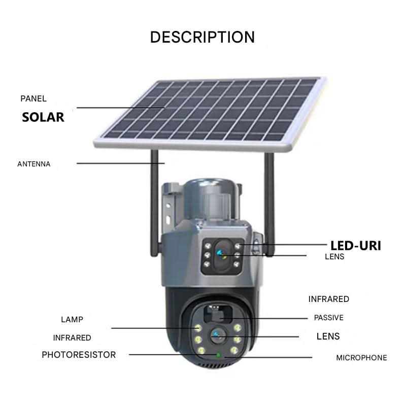 Wireless 4K Security Camera with Solar Panel and 360° Full View