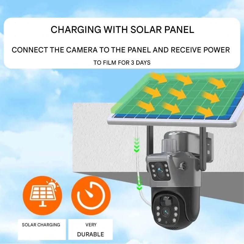 Wireless 4K Security Camera with Solar Panel and 360° Full View