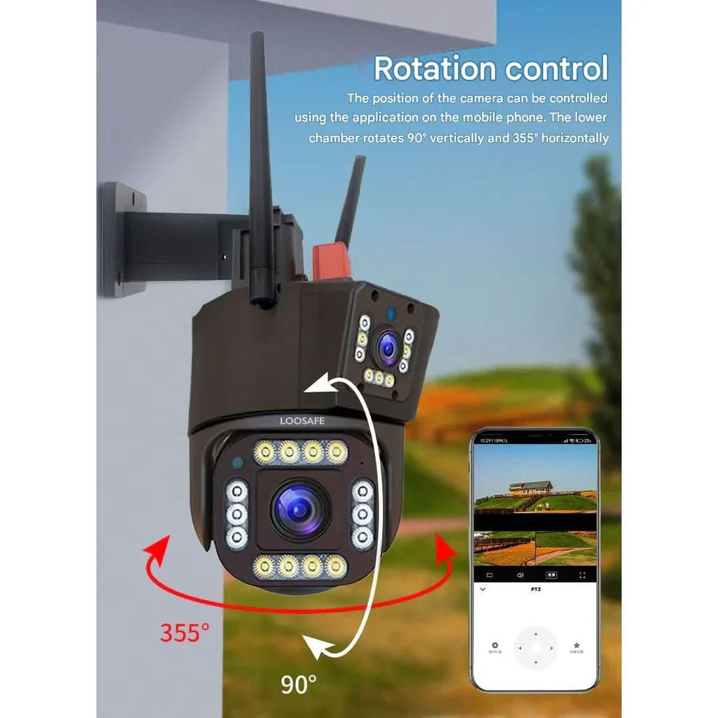 Wireless 4K Security Camera with Solar Panel and 360° Full View