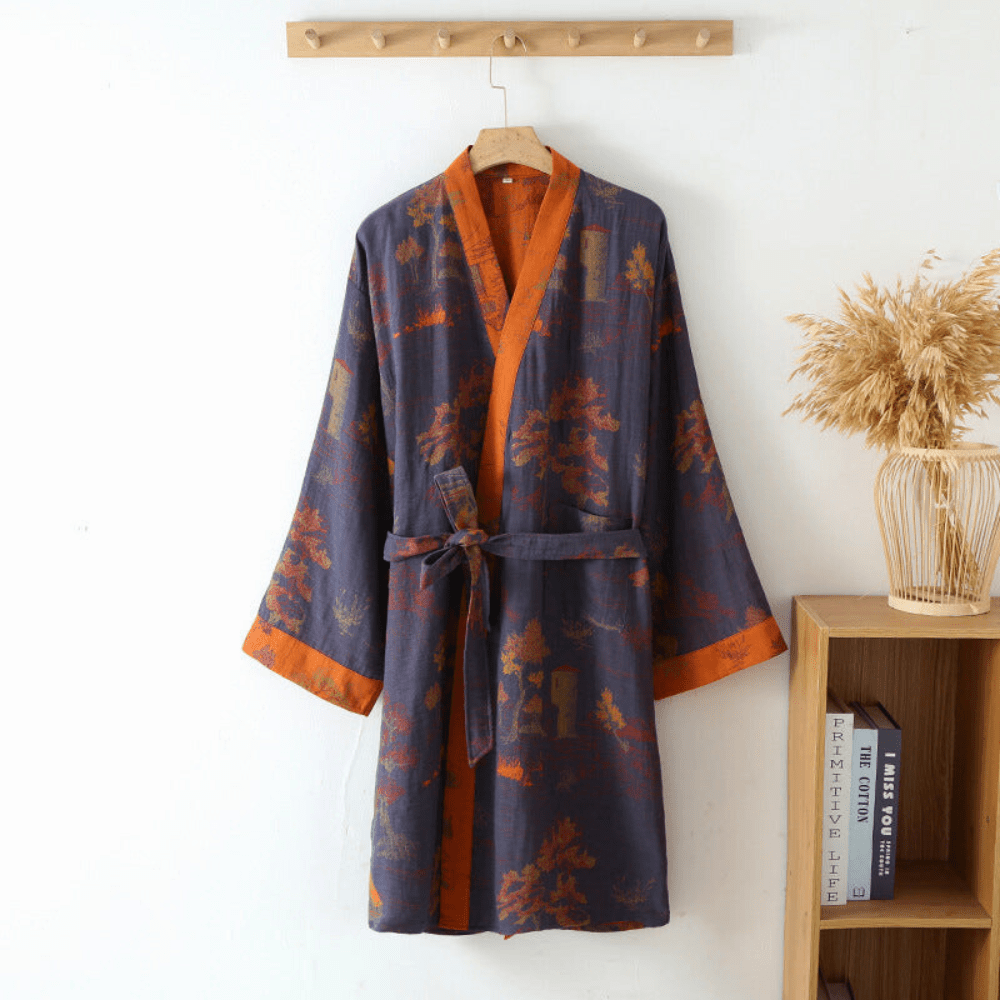 Unisex Retro Cotton Gauze Bathrobe
