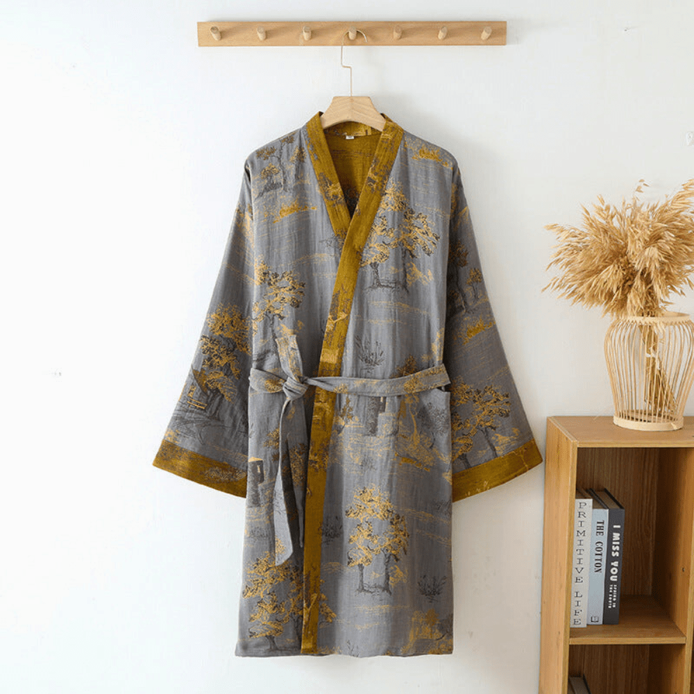 Unisex Retro Cotton Gauze Bathrobe