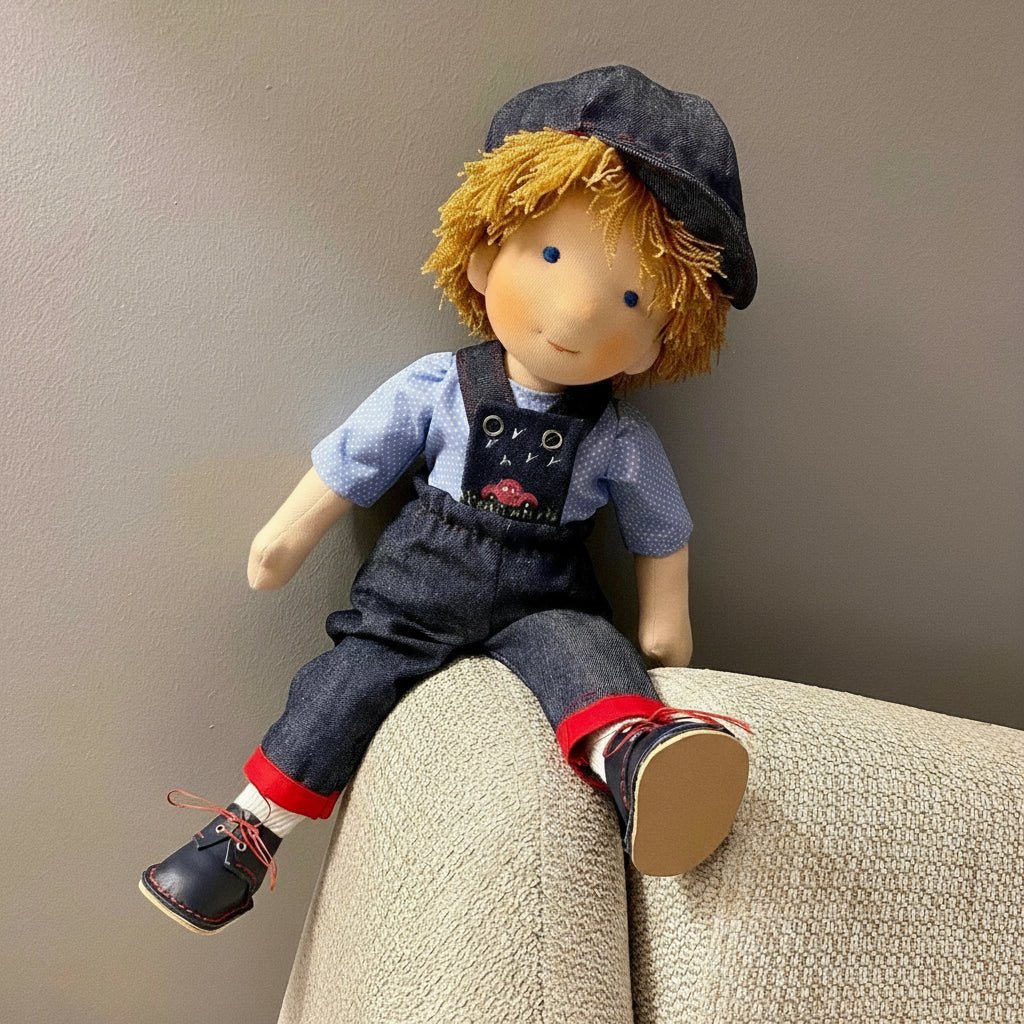 Handmade Waldorf Doll Crafted from Pure Cotton with a Soft 30 cm Body for Children