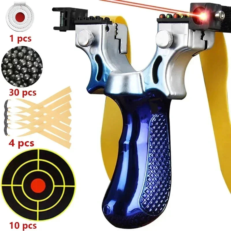 Precision Slingshot with Laser Sight, Level, and Anti-Slip Grip