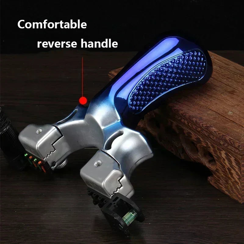 Precision Slingshot with Laser Sight, Level, and Anti-Slip Grip