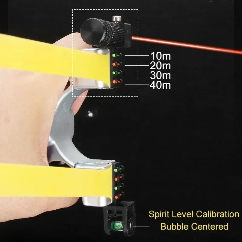 Precision Slingshot with Laser Sight, Level, and Anti-Slip Grip