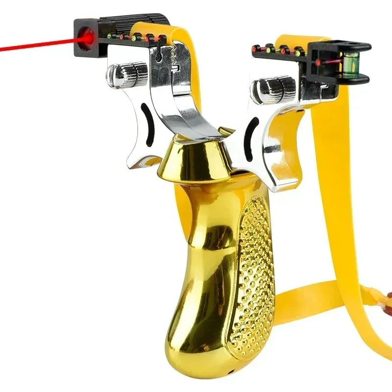 Precision Slingshot with Laser Sight, Level, and Anti-Slip Grip