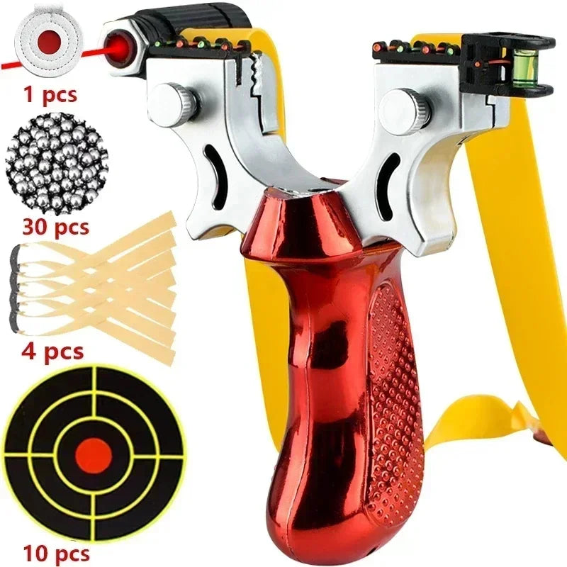 Precision Slingshot with Laser Sight, Level, and Anti-Slip Grip