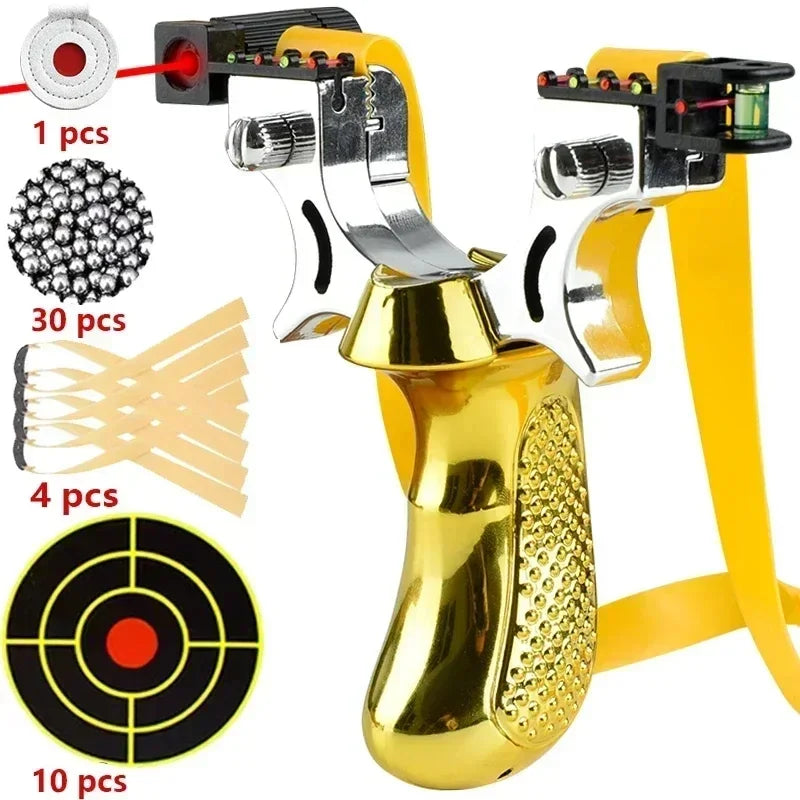 Precision Slingshot with Laser Sight, Level, and Anti-Slip Grip