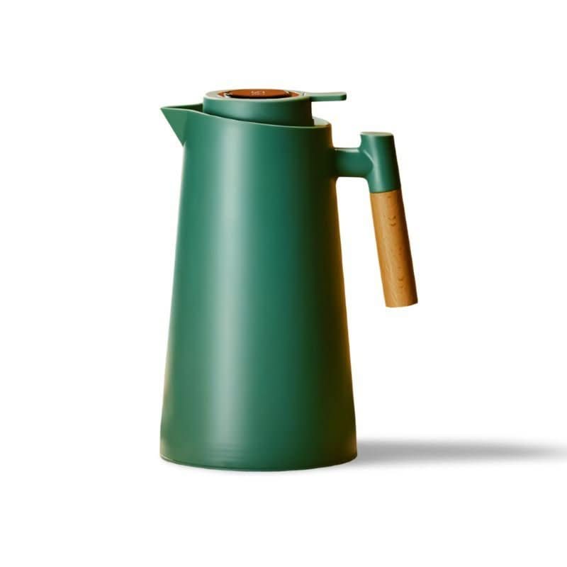 Double-Walled Thermos with Temperature Display and Wooden Handle