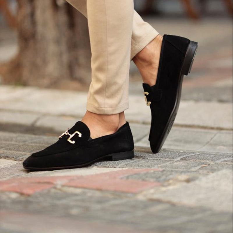 Men's Metal Buckle Loafers | Flat