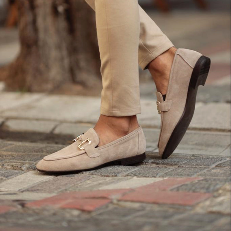 Men's Metal Buckle Loafers | Flat