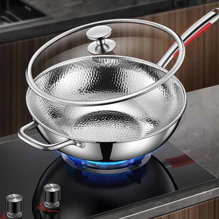 Premium Titanium Wok with Round Bottom for Induction Cooktops and Effortless Stir-Frying