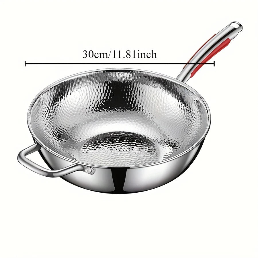 Premium Titanium Wok with Round Bottom for Induction Cooktops and Effortless Stir-Frying