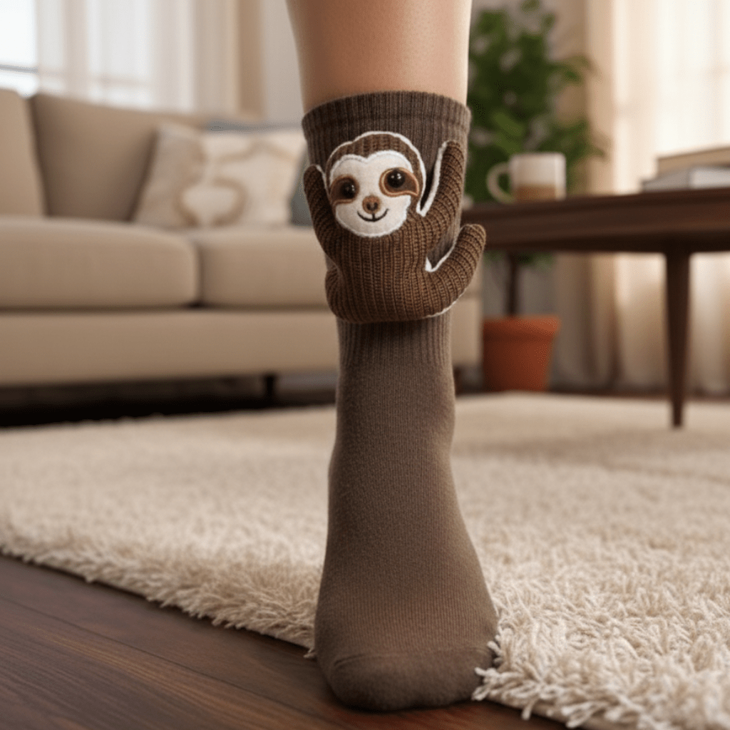 Cozy House Socks with Adorable 3D Animal Design and Safe Non-Slip Sole