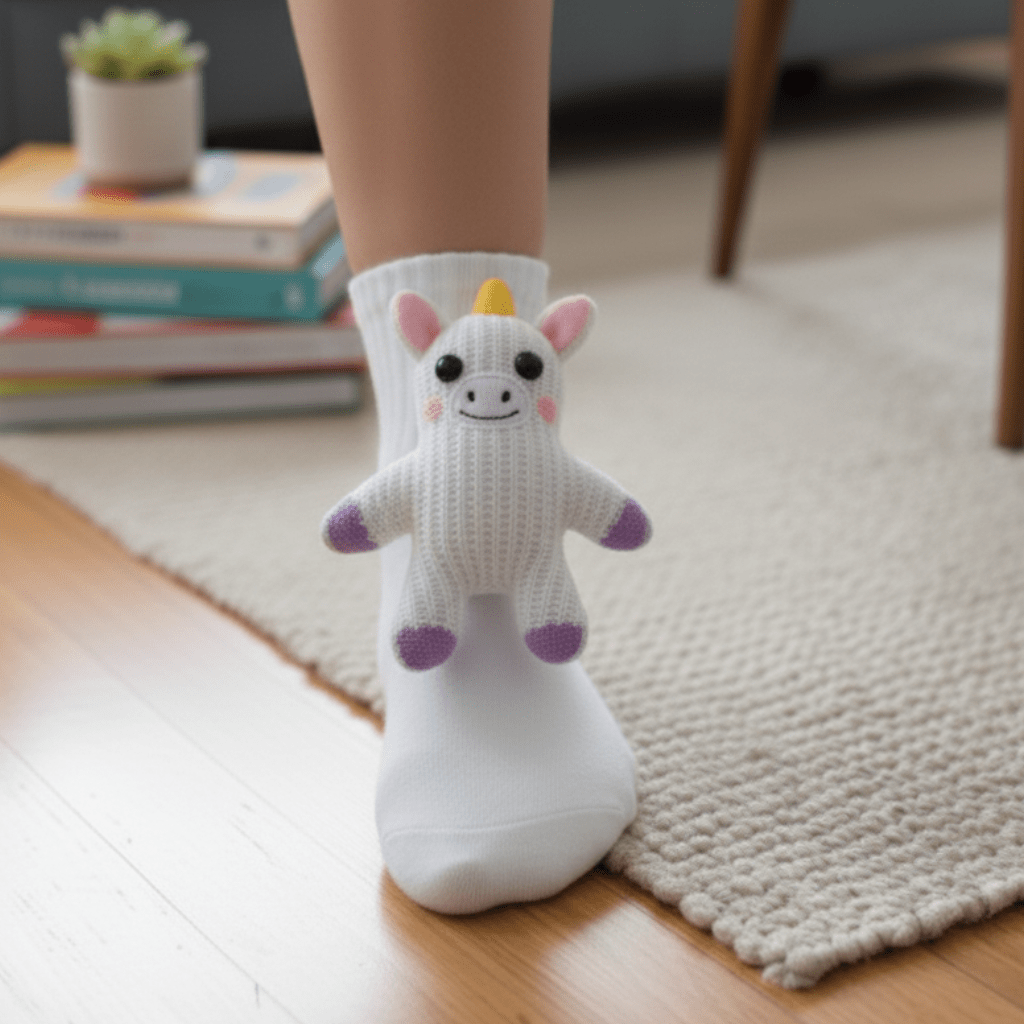 Cozy House Socks with Adorable 3D Animal Design and Safe Non-Slip Sole
