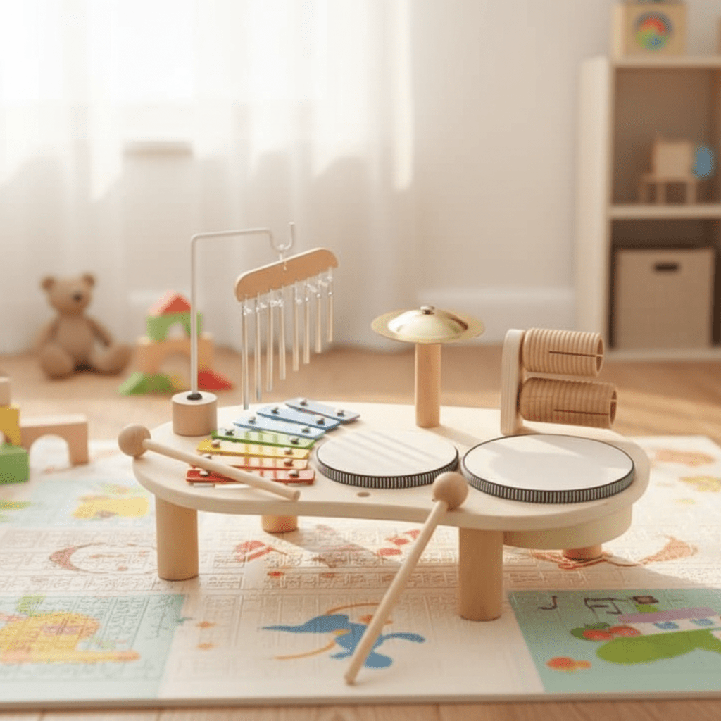 Musical Wooden Toy Set for Creative Babies Aged 12 Months and Up