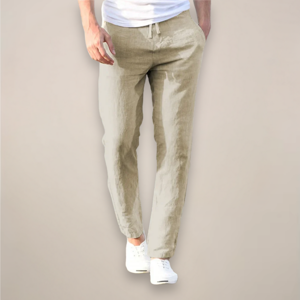 Men's Casual Straight-Leg Linen Trousers | Long