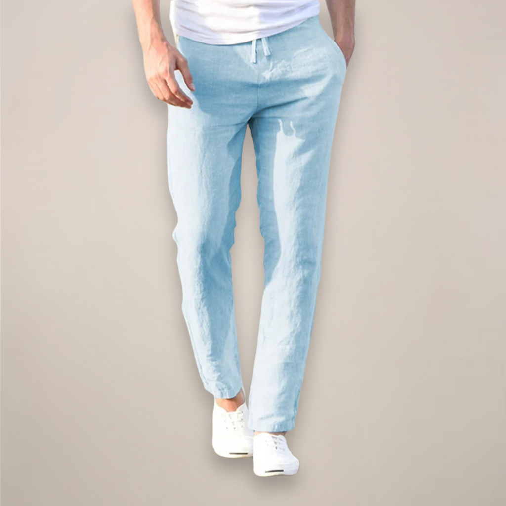 Men's Casual Straight-Leg Linen Trousers | Long
