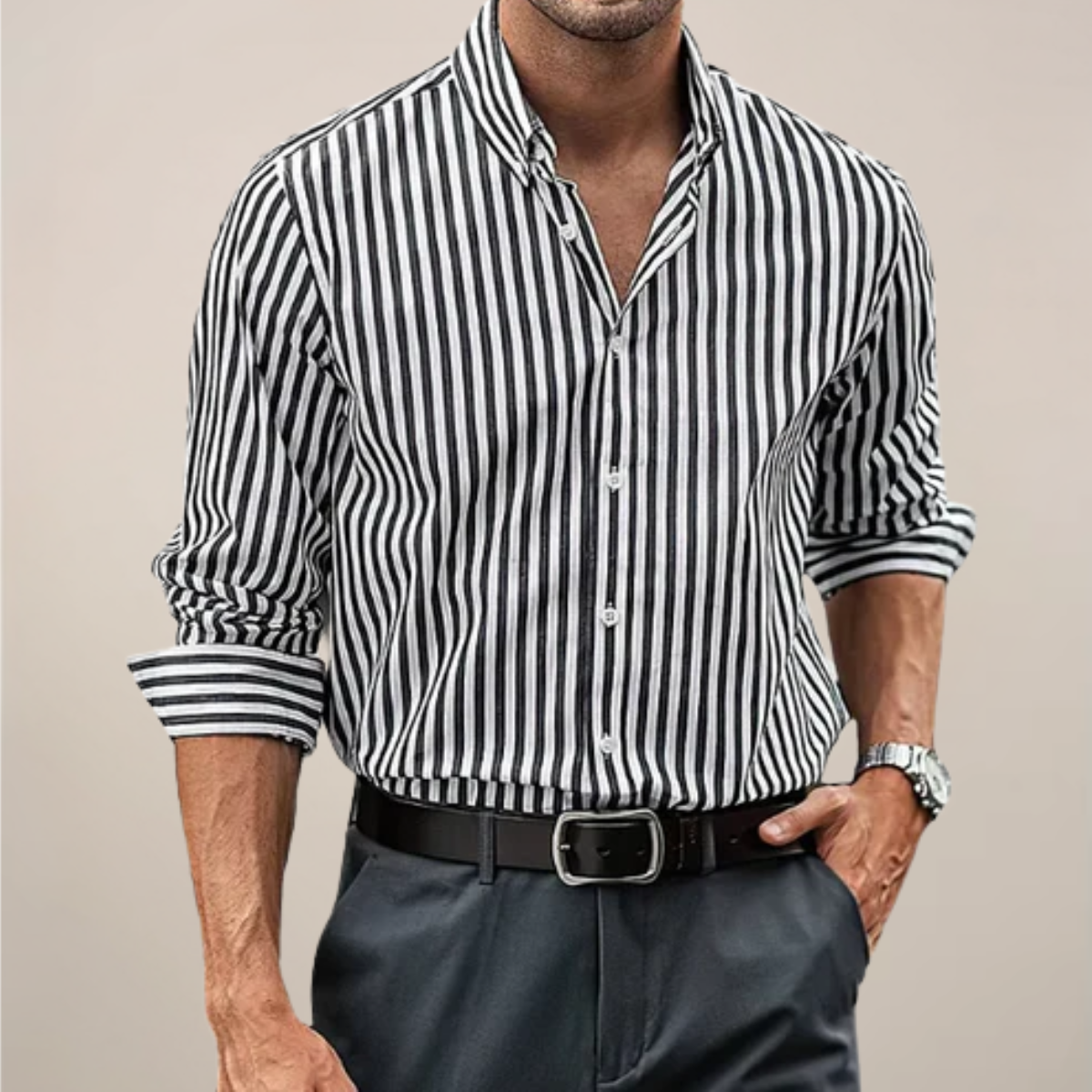 Men's Casual Striped Shirt | Long Sleeve