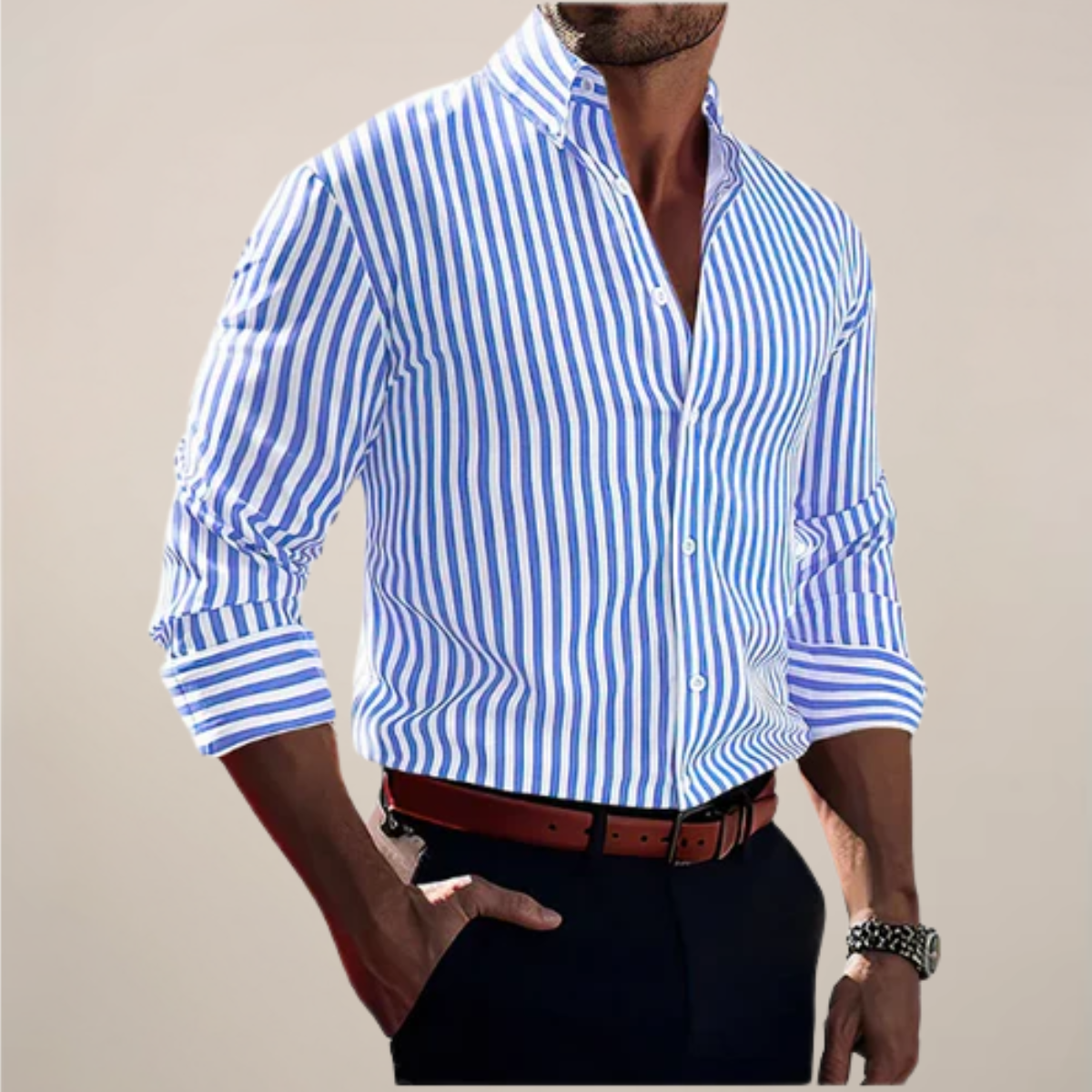 Men's Casual Striped Shirt | Long Sleeve