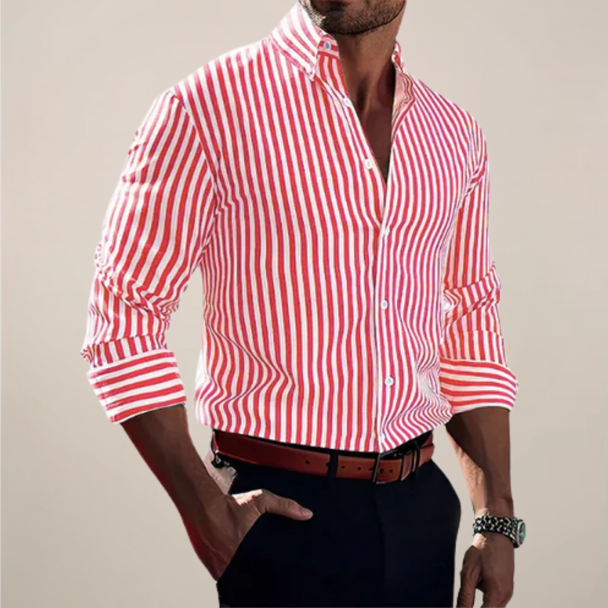 Men's Casual Striped Shirt | Long Sleeve