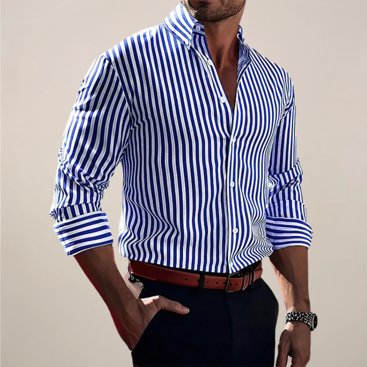 Men's Casual Striped Shirt | Long Sleeve