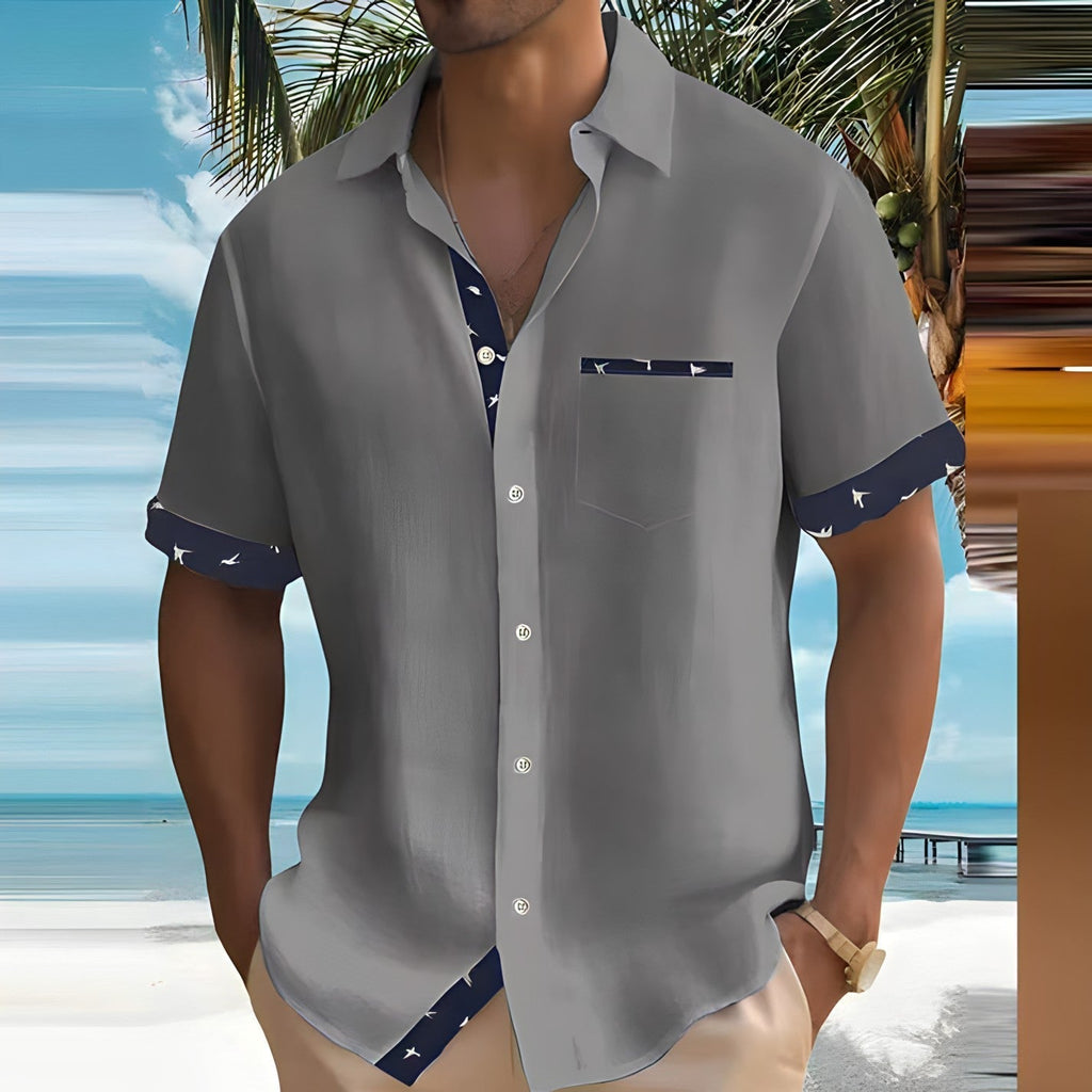 Men's Short Sleeve Shirt with Button Placket | Summer