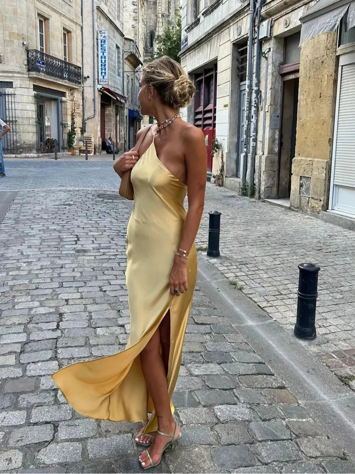 Party Open Back Dress | Yellow