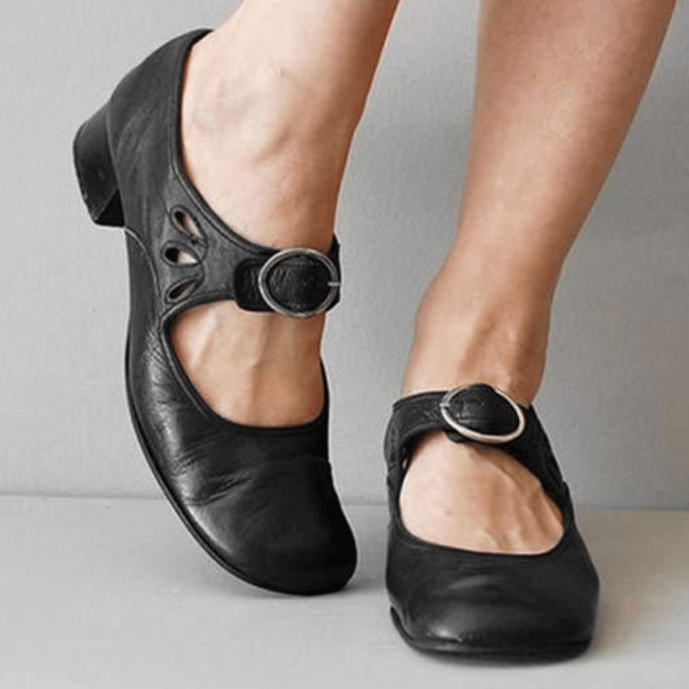 Women's Vintage Mary Jane Sandals | With Low Block Heel