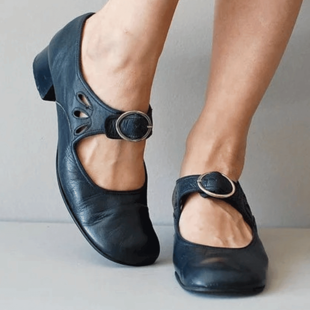 Women's Vintage Mary Jane Sandals | With Low Block Heel