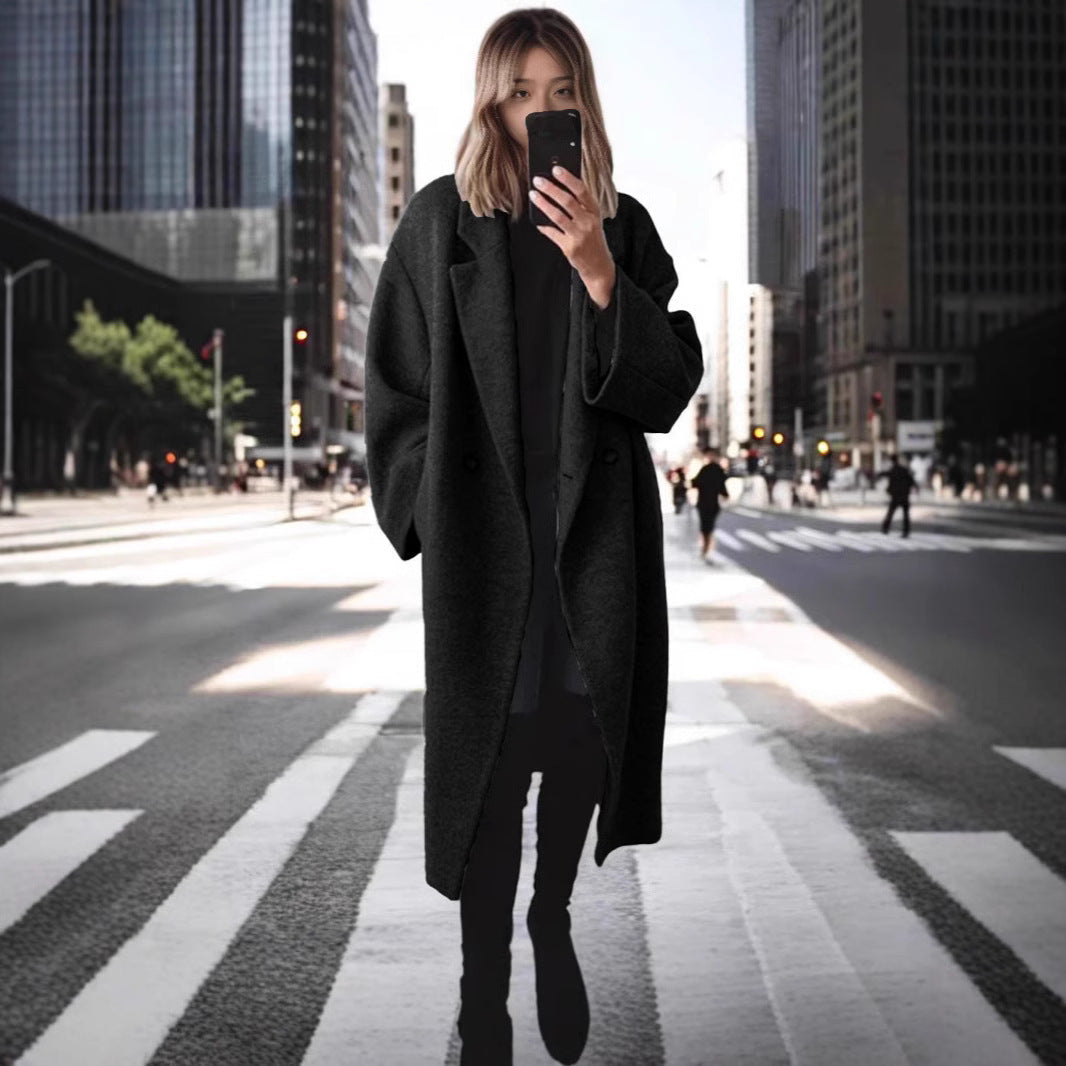 Women's Loose Lapels Coat | Long