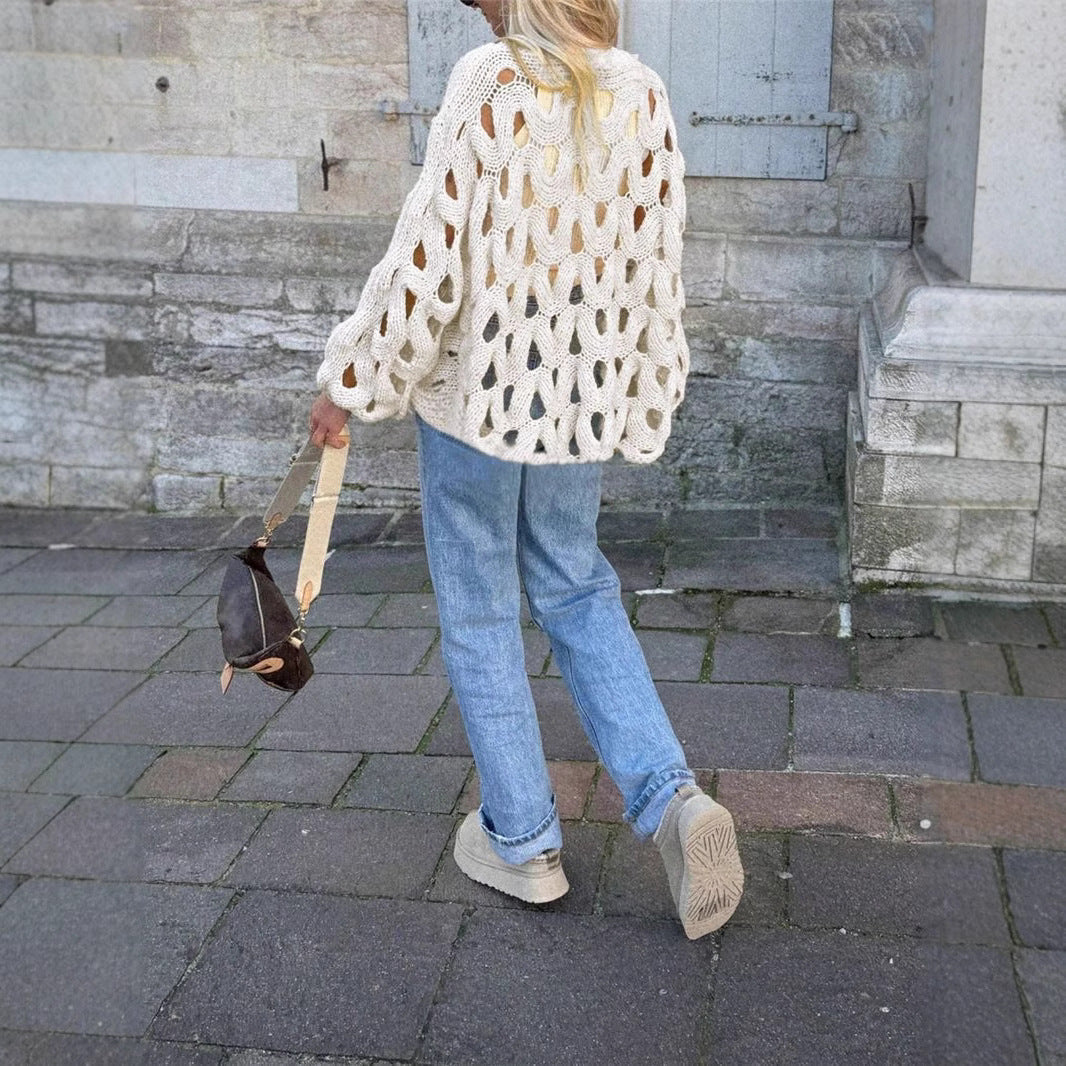Knitted Openwork Sweater for Women - Ludovica