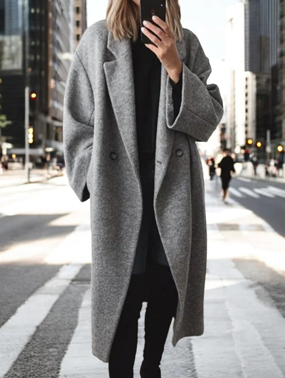 Women's Loose Lapels Coat | Long