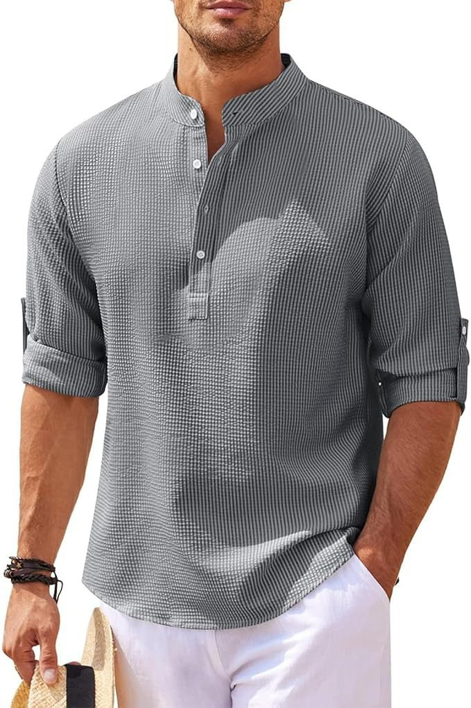 Men's Long Sleeve Henley Shirt | Casual