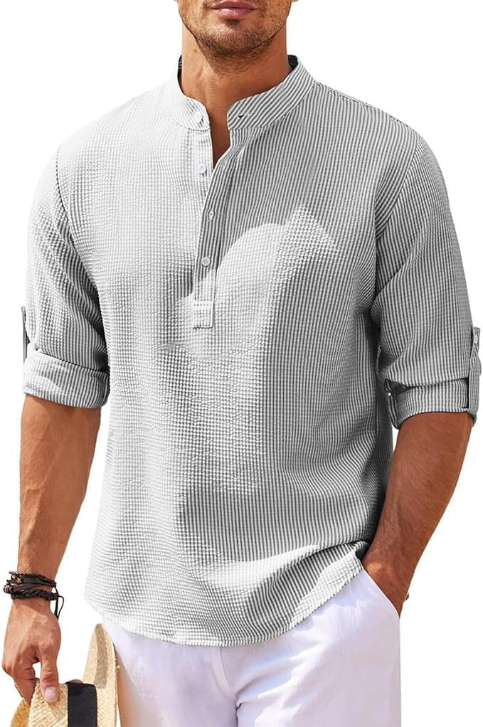 Men's Long Sleeve Henley Shirt | Casual