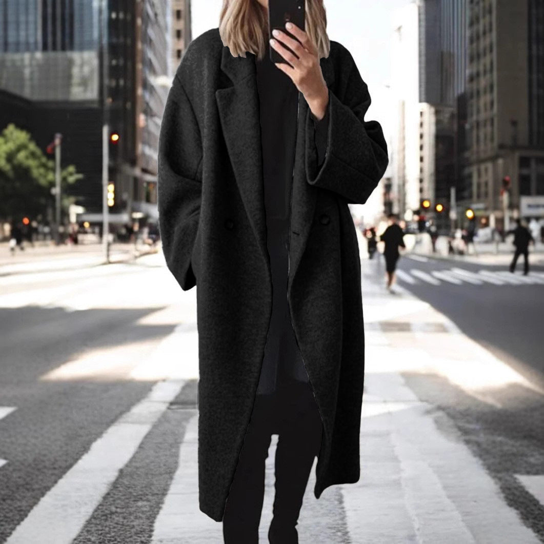 Women's Loose Lapels Coat | Long