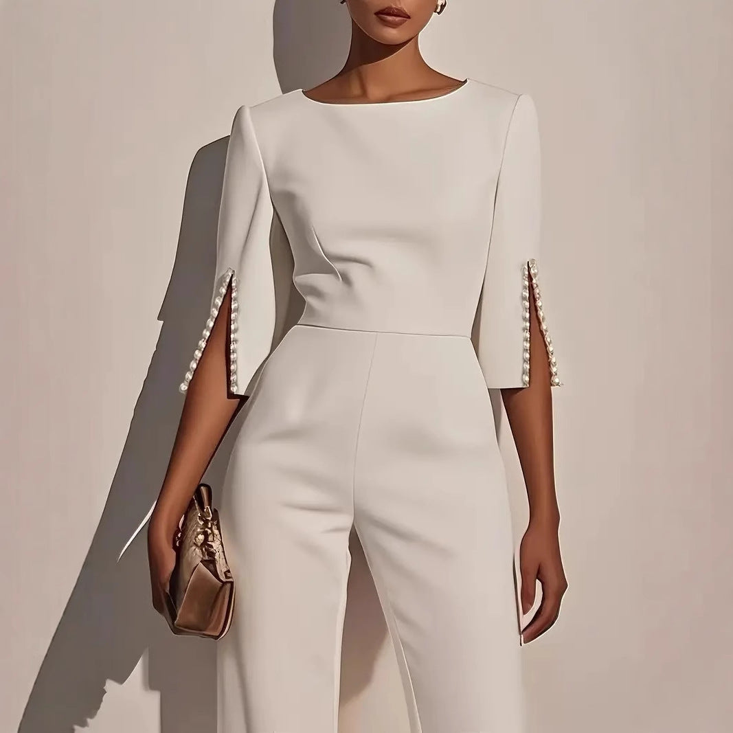 Women's Beading Decoration Jumpsuit | Slim