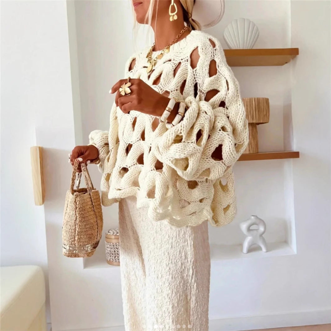 Knitted Openwork Sweater for Women - Ludovica