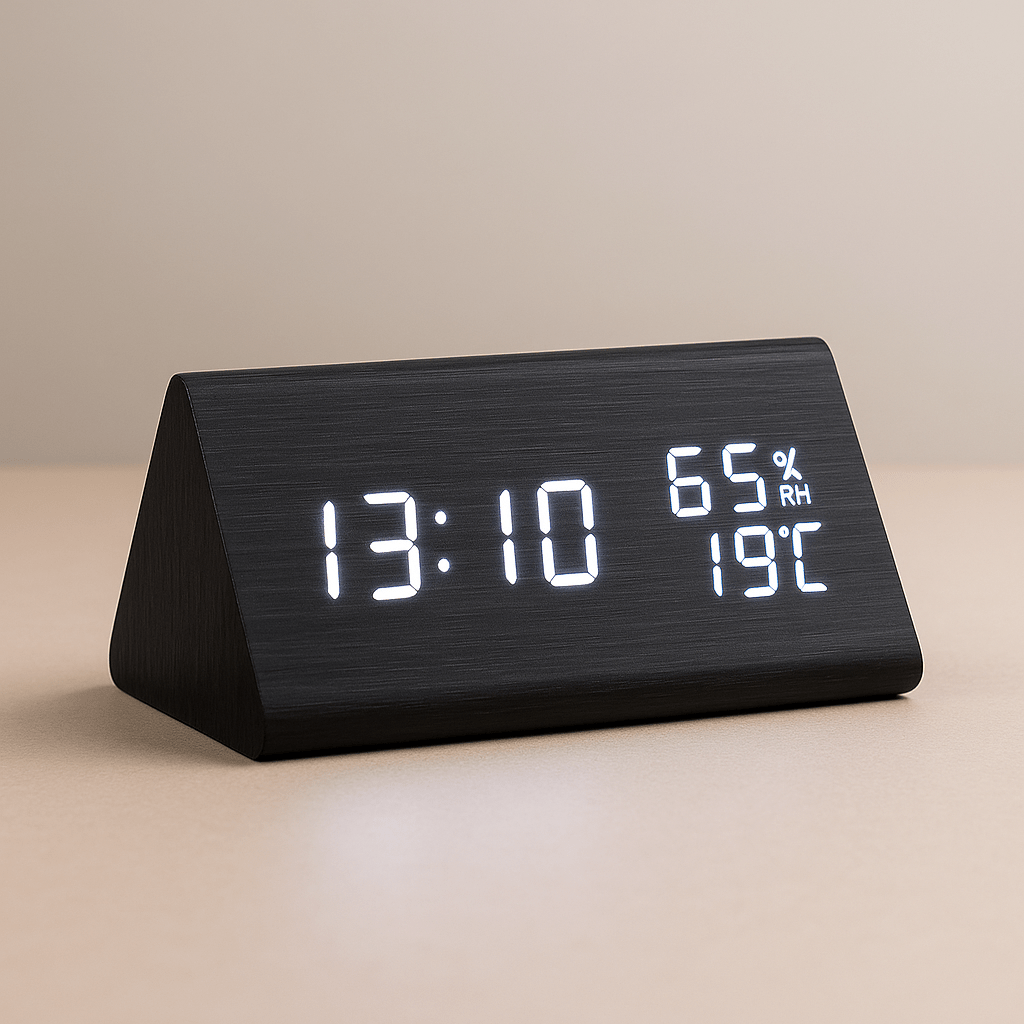 Simple Digital Wooden Clock with Temperature Display and Light Control