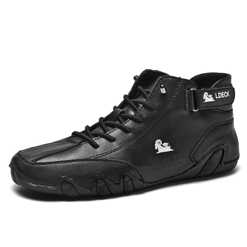 Men's High-Top Barefoot Shoes | Lacing and Velcro Closure
