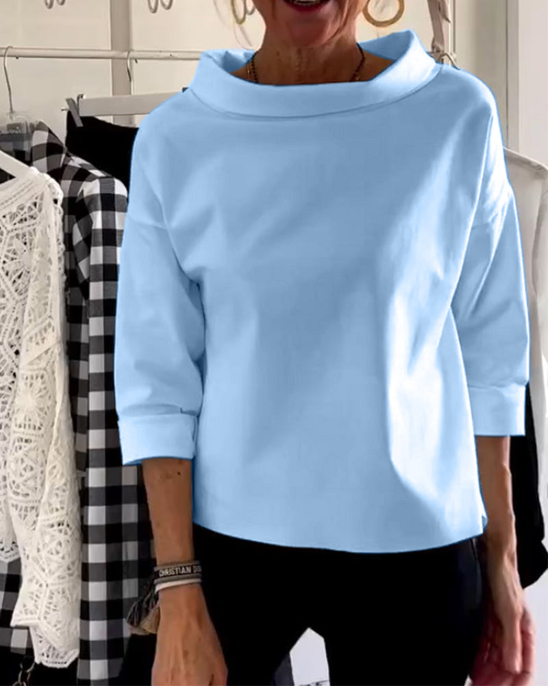 Women's Casual Waterfall Neck Blouse | with 3/4 Sleeves