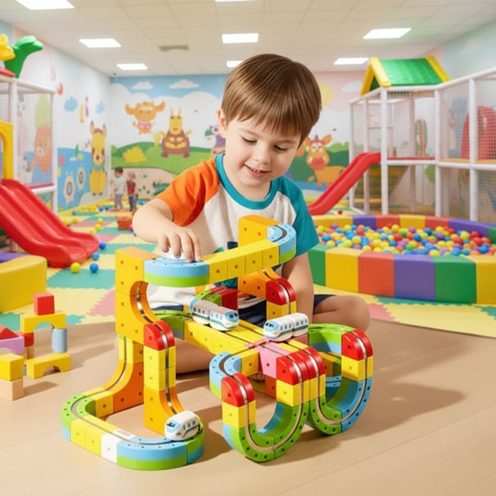 3D Train Building Set for Kids with Rechargeable Locomotive