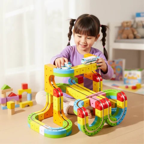 3D Train Building Set for Kids with Rechargeable Locomotive