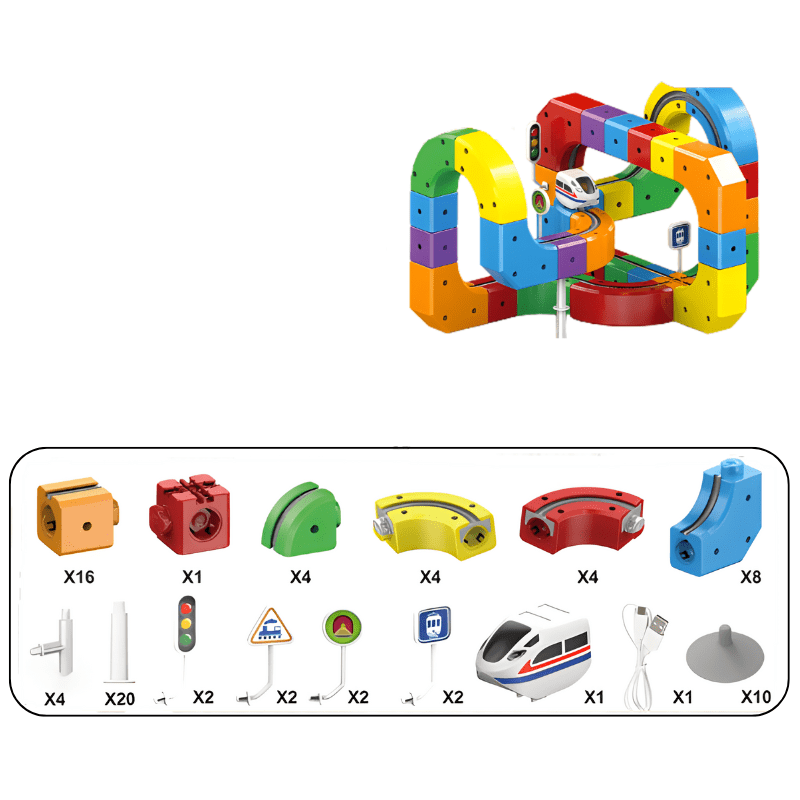 3D Train Building Set for Kids with Rechargeable Locomotive