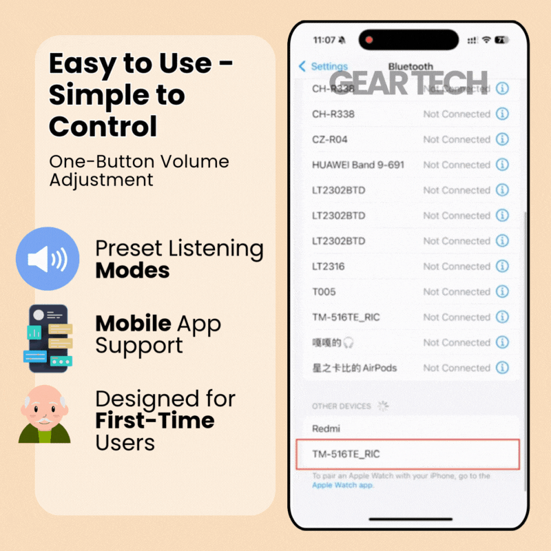 Bluetooth App-Controlled Hearing Aids - No Prescription Required - UK