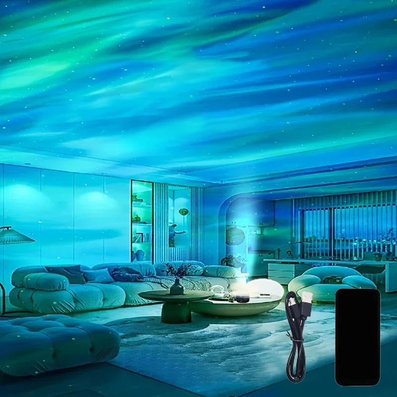 Northern Lights Projector | Music Sync & Remote Control | RGB Mood Light | USB Charging | 7.8×7.8×8.7 cm